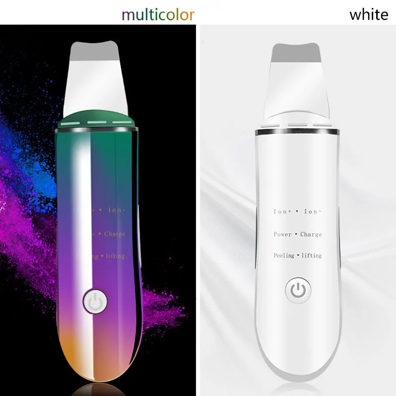 Rechargeable Ultrasonic Face Skin Scrubber Acne Cleanser Blackhead Whitehead Cleansing Spatula Peeling Vibration