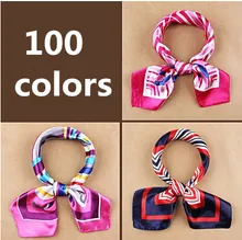 New fashion women’s Work wear silk scarf print satin square scarf hotel bank work wear scarf 60*60cm 100 colors