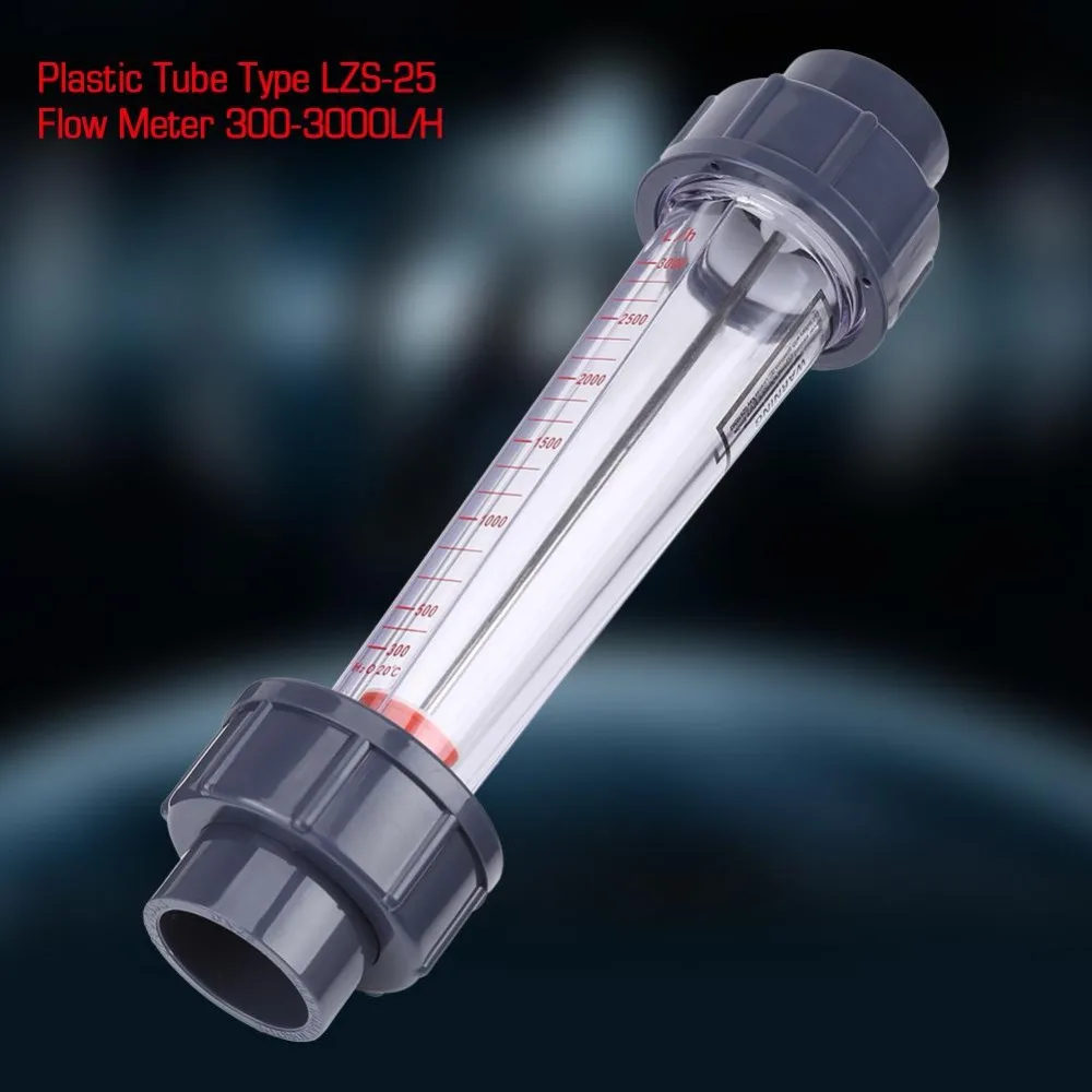 

New LZS-25 300-3000L/H Flow Meter Plastic Tube Type Water Rotameter Liquid Flowmeter Measuring Tools for Chemical Light for DN25