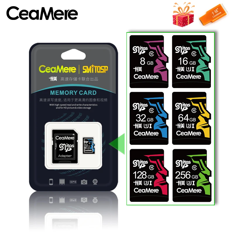 

CeaMere Memory Card 256GB 128GB 64GB U3 UHS-3 32GB Micro sd card Class10 UHS-1 flash card Memory Microsd TF/SD Cards for Tablet