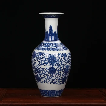 

Antique blue and white ceramic flower vase made in Jingdezhen