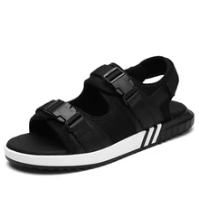 Aike Asia стрейч-шёлка мужские сандалии студентов; большие размеры; пляжная обувь; мужская повседневная обувь черного цвета обувь из сетчатого материала размеры 35-47