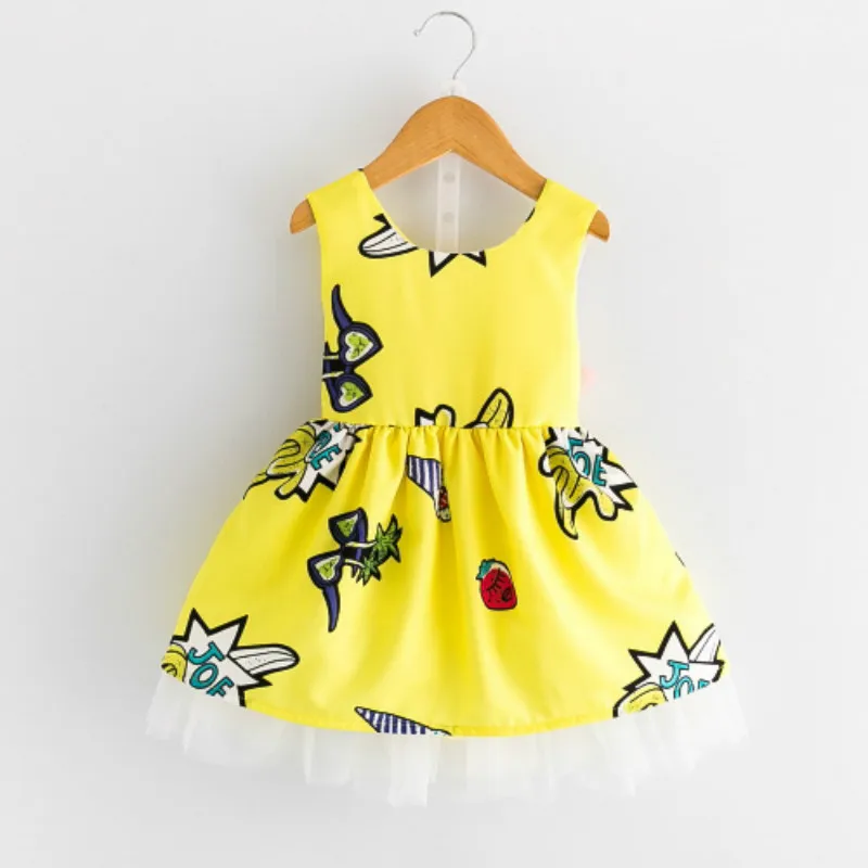 

DKDGNY Girl Dress 2018 New Products Round Collar Cotton Girl Clothing Fashion Bowknot Letter Girl Sleeveless Dress 3-8Y