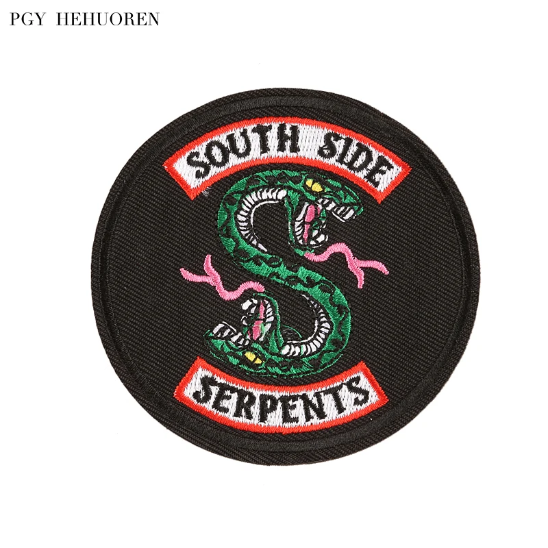 

PGY RIVERDALE Round Patches Embroidered Iron On Clothes Accessories South Side Patch Cosplay wallet bag Moive Sticker Appliques