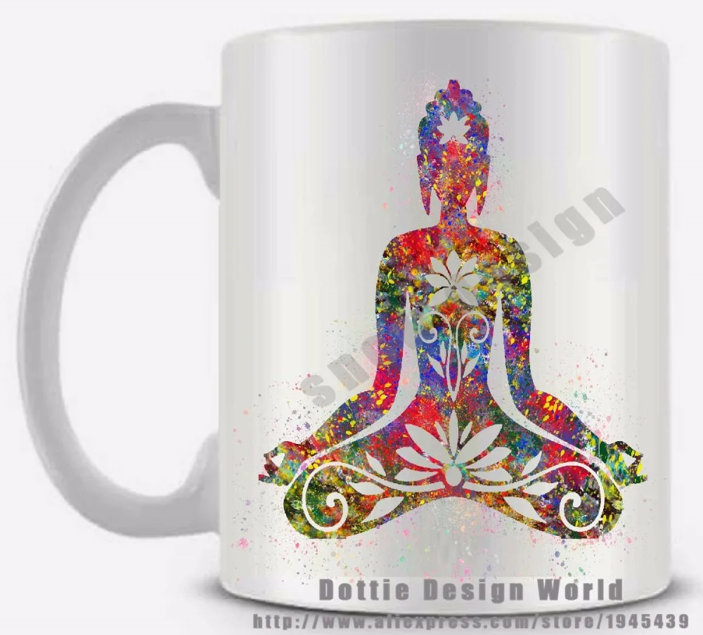 

Floral Yoga OM Buddha Ceramic coffee tea milk mug cup funny travel novelty mug Personalized Mothers day Birthday Easter gifts