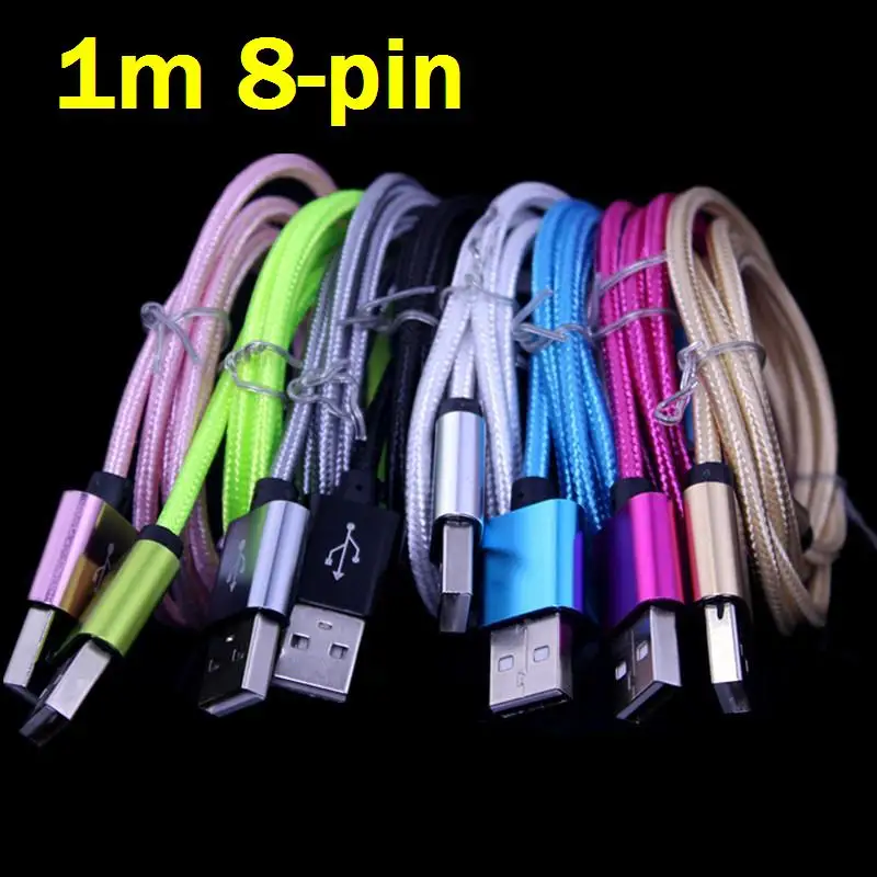 Free shipping 200pcs/lot 1m Aluminum Alloy Fabric braided usb cable