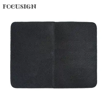 

FOCUSIGN Cat Litter Mat EVA Double-layer Waterproof High Elastic Foldable Pet Cat Mat Scratch-resistant Litter Mat Catcher Black