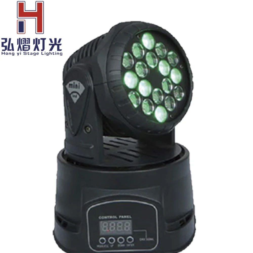 

Hongyi Stage Lighting Moving Head Light 18x3w LED DMX 512 13 Channels Stage Disco DJ Lighting for Indoor Party Club