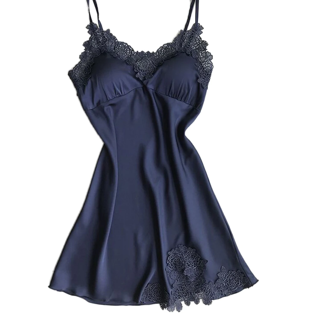 

Sexy Lingerie Women Silk Lace Robe Dress Babydoll Nightdress Nightgown Sleepwear With 2 cotton pads Free