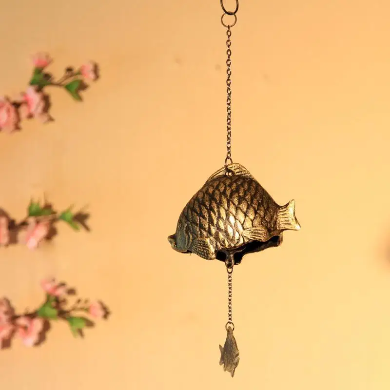 

Antique Imitated Japanese Style Door Metal Wind Bell Iron Casting Rich Fish Wind Chime Retro Home Decoration