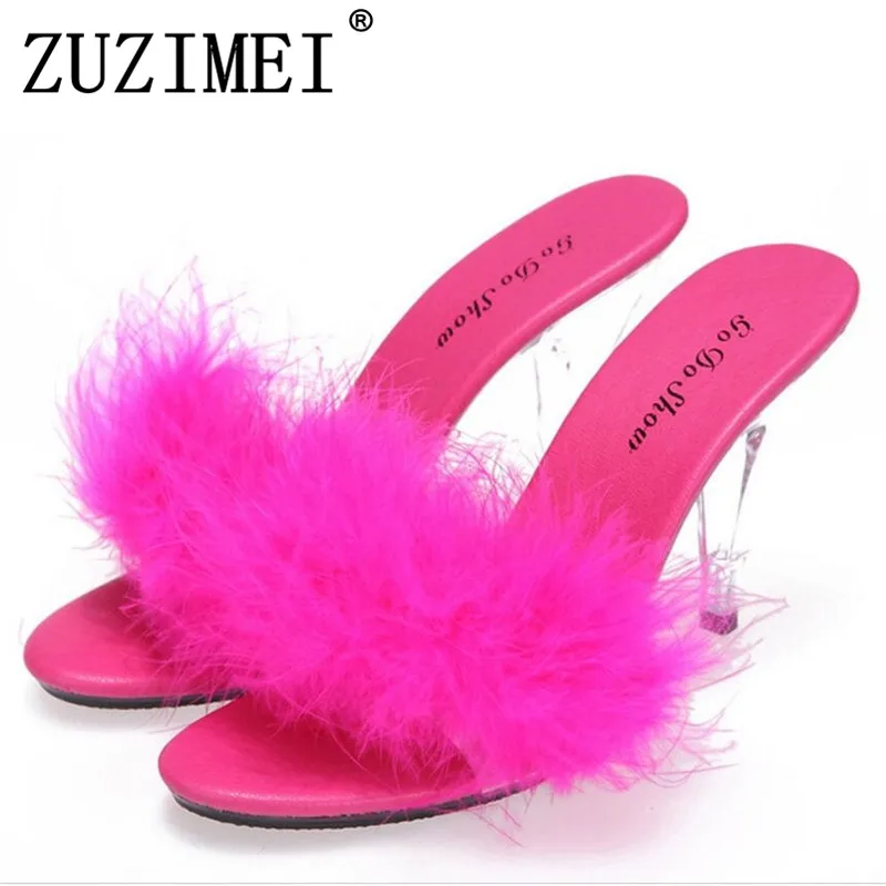 

Sexy Summer Fashion High Heels Sandals Slippers Mules Transparent Crystal Platform Wedges Shoes 10 CM Jelly Sandals