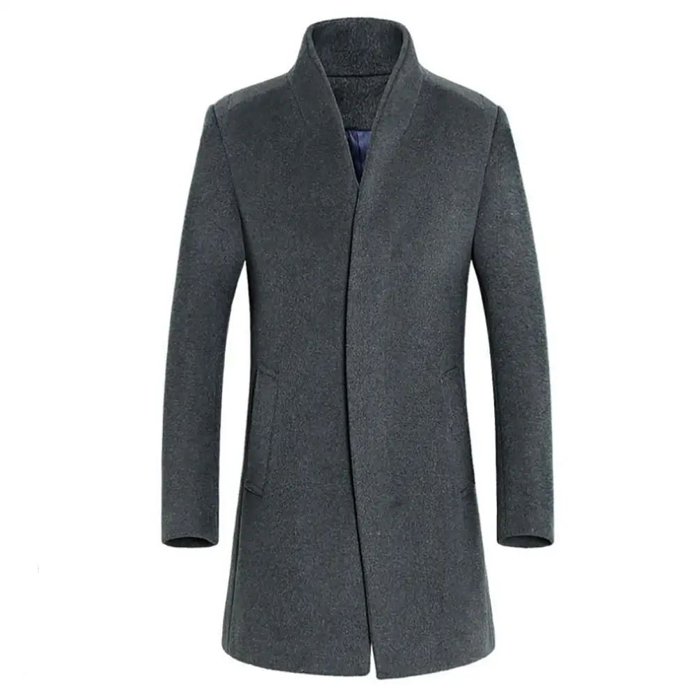 Мужское теплое пальто, Тренч с длинным рукавом, верхняя одежда на пуговицах, умная Мужская Повседневная ветровка, пальто, зимнее пальто, простота, элегантное, 10 - Цвет: Black