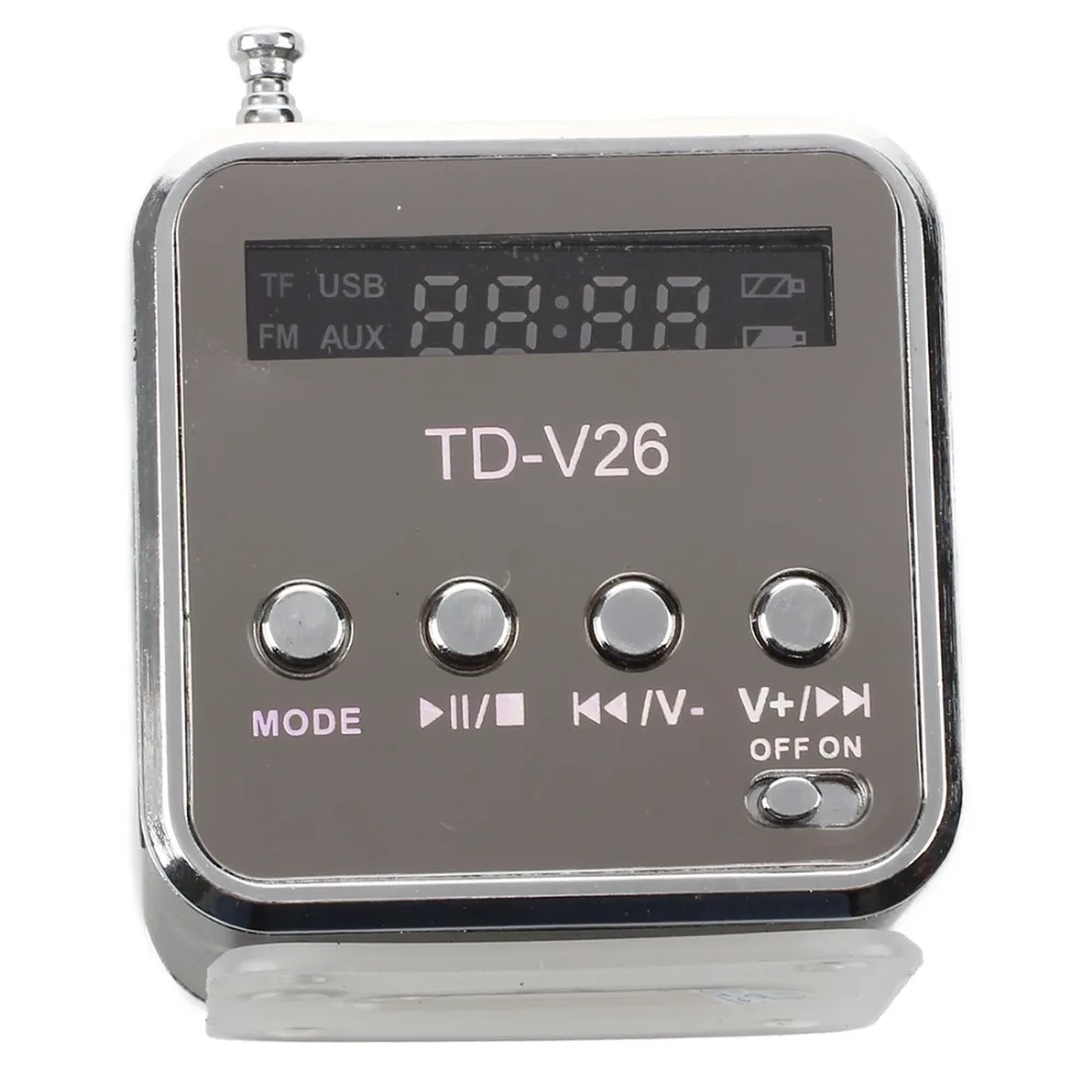 TD-V26 портативный мини-динамик с цифровым и Micro SD/TF/USB/FM-черный