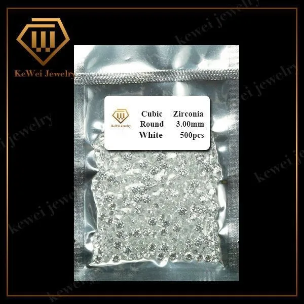 500pcs AAA 3.0mm- 7mm White Round Cubic Zirconia Stone Loose CZ Round Zircon For Most Of Silver