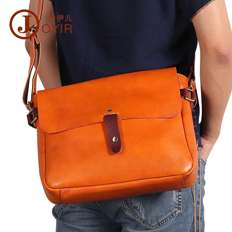 

Joyir men shoulder bag first layer cow leather leisure vintage Cross section crossbody bag man pure color soft messenger bag