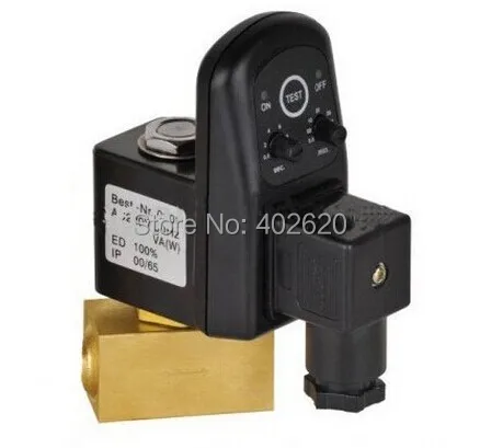 

Free Shipping 1/2'' Female Thread Electronic Timer Valve 24-230VAC/DC Drain Off Solenoid Valve DC24V AC110V or AC220V EDV-15