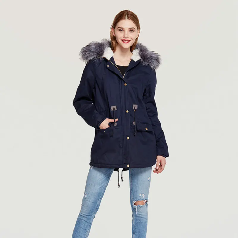 Новое Женское большое кашемировое длинное пальто с меховым воротником, утолщенное модное пальто с капюшоном, тонкая теплая верхняя одежда, парки, женское повседневное зимнее пальто