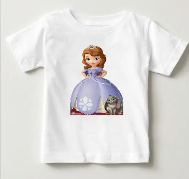 White childreT-shirt Футболка для маленьких девочек детская одежда г. детские футболки с рисунком Софии для девочек, костюмы принцессы, летние топы для девочек, NN - Цвет: White childreT-shirt