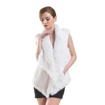 

Women 2019 Cloth Natural Knit Rabbit Fur Vest Female Real Rabbit Fur Coat Sleeveless Turndown Collar Lady Real Fur Fashion Gilet
