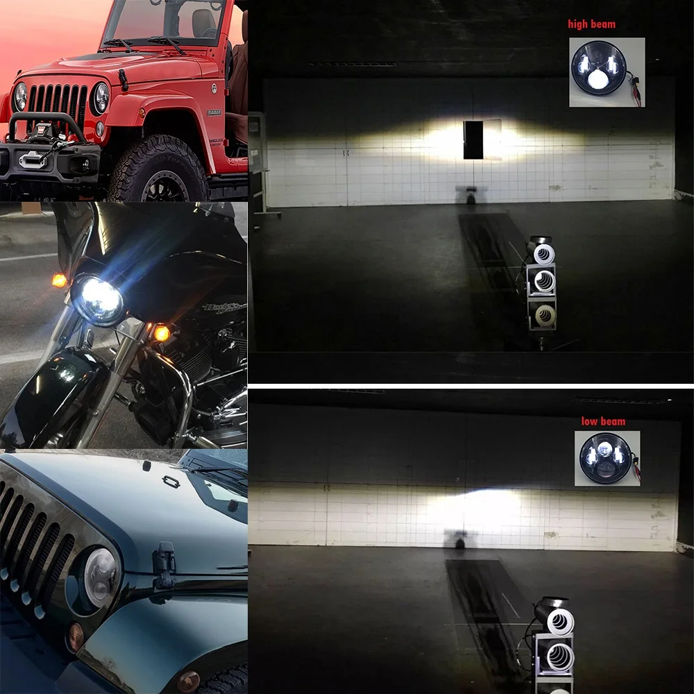  CO LIGHT 7 Inch Running Lights 55W H4 Drl White Angel Eyes Car Led Lights for Niva Jeep Wrangler Hu - 32866082554