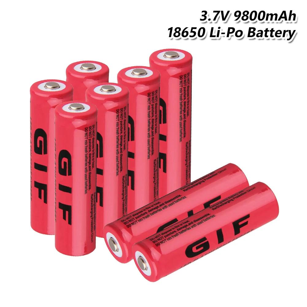 3,7 V перезаряжаемая Lipo батарея 18650 9800mAh Высокая емкость GIF 18650 батарея высокой разрядки для электронной сигареты - Цвет: 8 Pcs