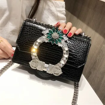 

2019 Fashion Women Handbags PU Leather Diamonds Chains Hand Bag Flap Shoulder Messenger Crossbody Cow Leather White Bags