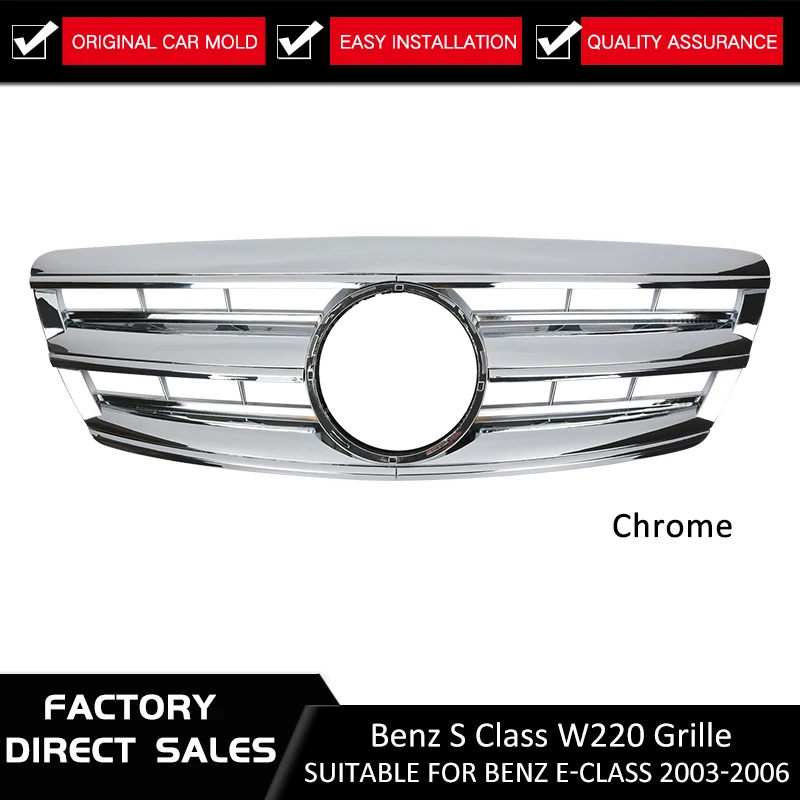 Пластиковая полностью Хромированная передняя решетка для S Class W220 2003 2006 CL