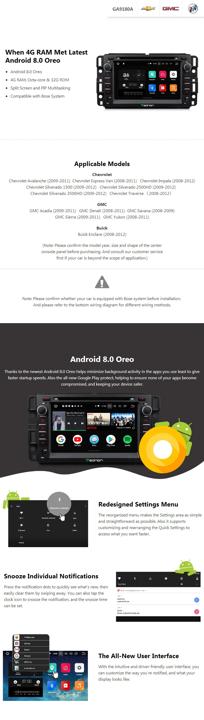 Sale 7" Android 8.0 Oreo OS Car DVD Multimedia Navigation GPS Radio for GMC Yukon 2008-2011 & Denali 2008-2011 & Sierra 2009-2011 0