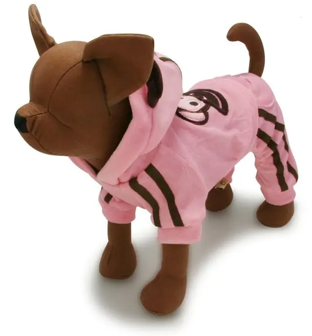 Cute Dog Clothes Hoody Coat Puppy Velour Coat 4 Leg Style Dog Winter