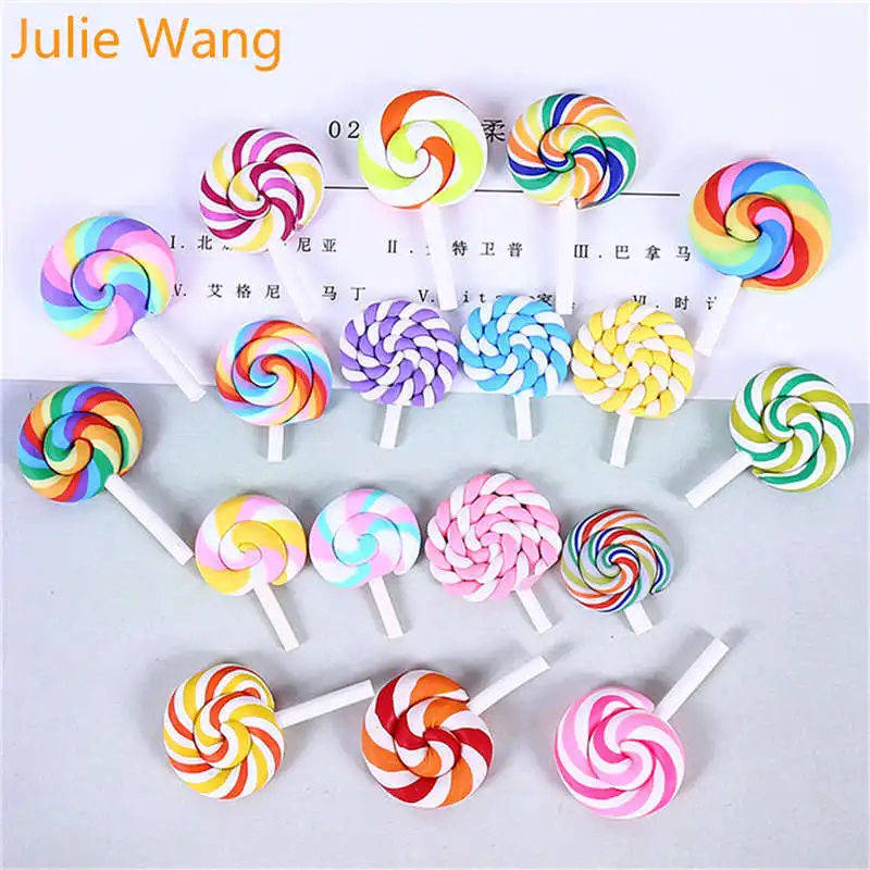 Julie Wang 10 шт. полимерные глиняные конфеты цветной Лизун Смола Подвески для украшения телефона фурнитура для изготовления ювелирных изделий