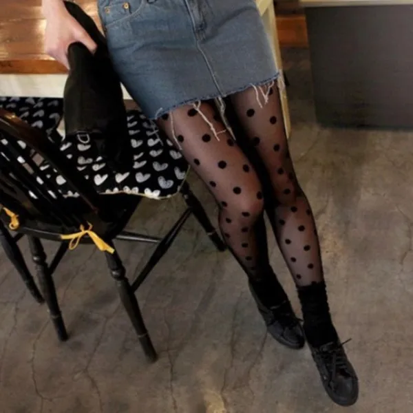Женские модные сексуальные колготки в горошек, колготки, чулки нижнее белье, новинка, женские сексуальные черные колготки в крупный горошек, прозрачные чулки