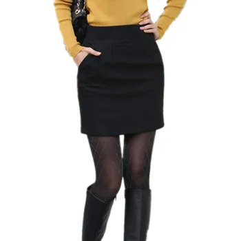 

2020 Autumn Winter Women Woolen Skirt Plus Size Mini Skirt Fashion Female High Waist OL Skirt Skirts Women Saias LY51