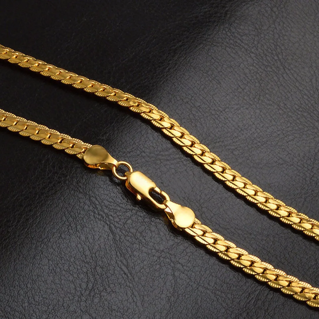 Women Men`s Jewelry 18K Gold Plated Cuban Curb Link Chain Necklace 50cm