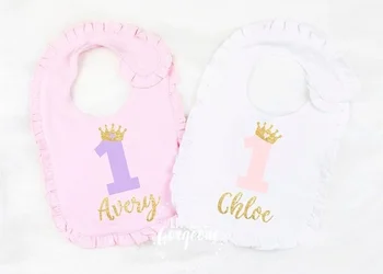 

personalize name glitter birthday food bib outfit, glitter girl cake smash outfit, first birthday bibs outfit