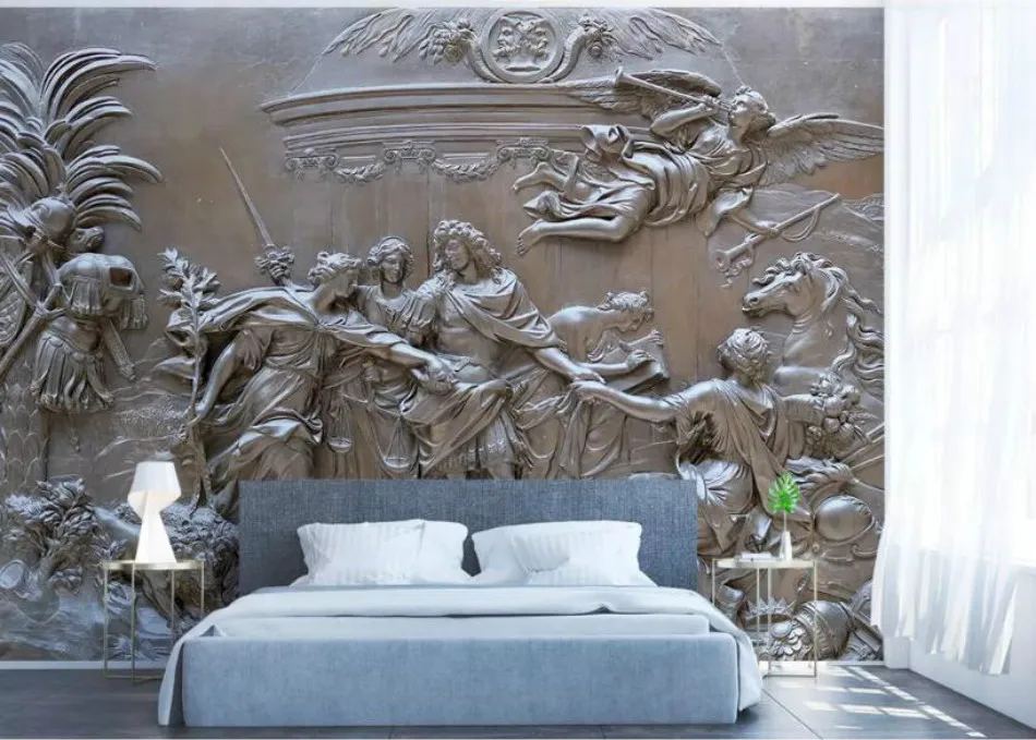 Пользовательские 3D тисненые ангелы войны фото обои s Ретро Настенный декор живопись Настенная бумага для стен стереоскопическая настенная бумага 3D