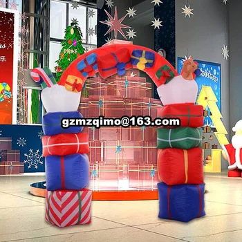 Online Beautiful 6.6 Feet High Inflatable Christmas Door Christmas Arch With Blower And LED Light Funny For 2017 Christmas Decorations