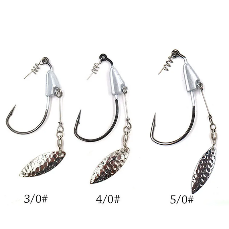 

2pcs/package 3/0# 4/0# 5/0# Crank hook with lead weights lead head hook Wide belly soft bait lure clasps soft worm