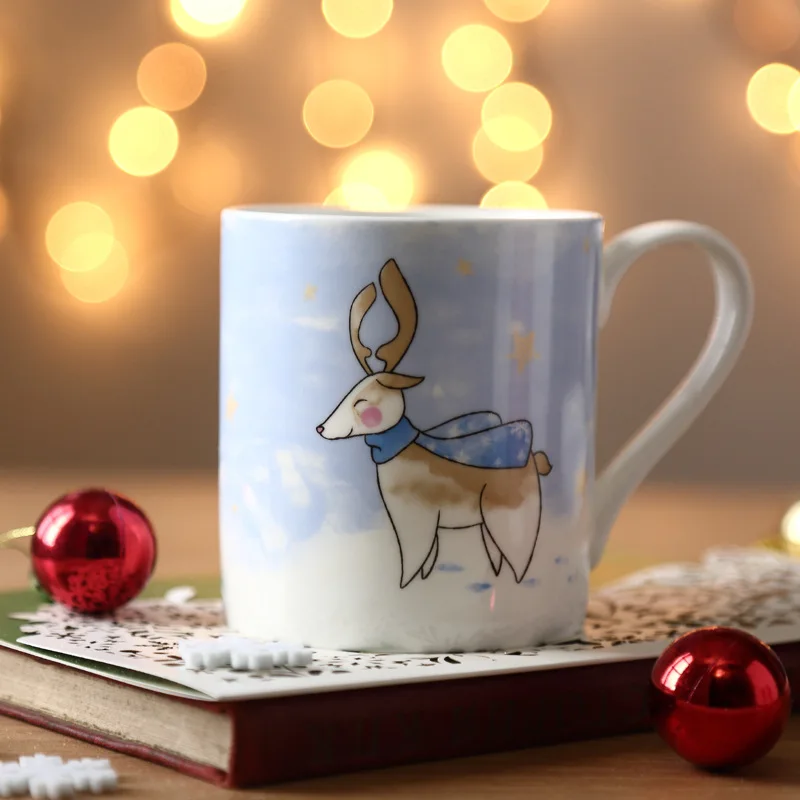 1Pc 350ml Fine Bone China Mug Ceramic Cup fpr Tea Milk Coffee Porcelain Mugs Deer Rabbit Pattern Gifts for Couples | Дом и сад