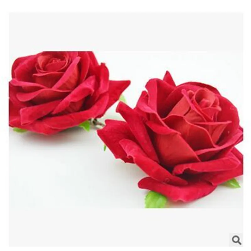 Trendy Headpiece High end velvet red roses Hair Clip Flower Hairpin DIY Headdress Bridal Hair font