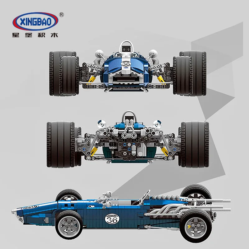 XINGBAO кирпичи technic подлинный синий комплект гоночных автомобилей строительные блоки совместимое оружие игрушки для детей