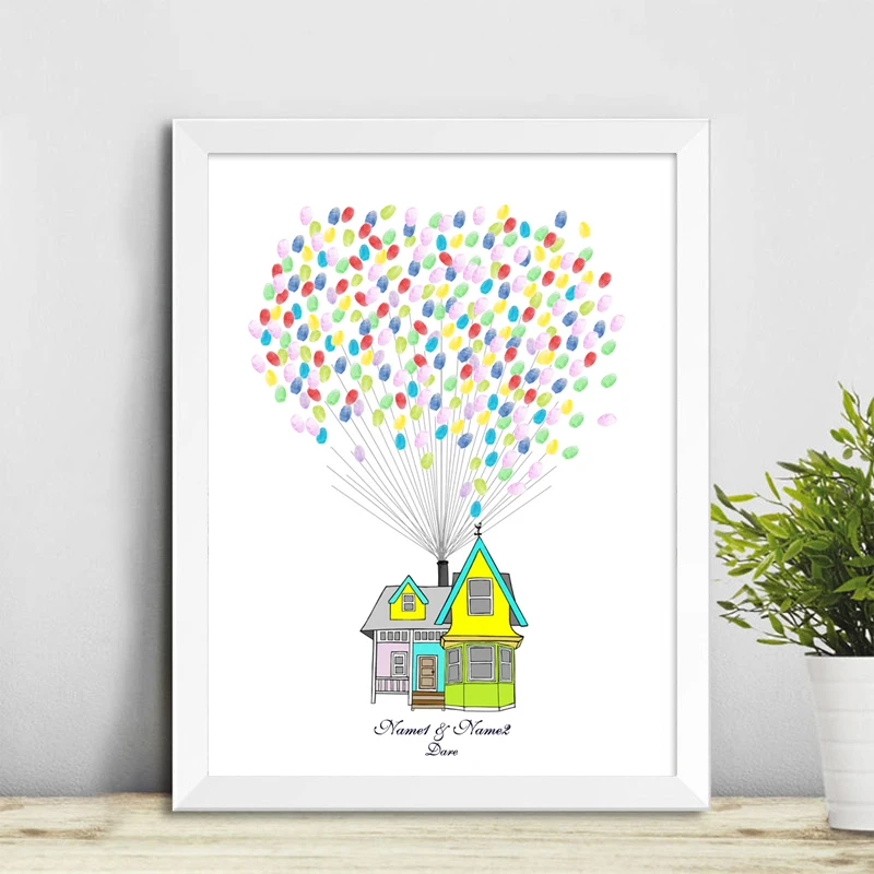 

House Of Love,Free Personalize Custom Name Date Fingerprint DIY Signature Guest Book for Family Party Wedding Ceremony Birthday