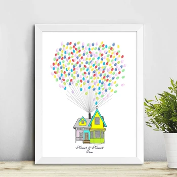

House Of Love,Free Personalize Custom Name Date Fingerprint DIY Signature Guest Book for Family Party Wedding Ceremony Birthday