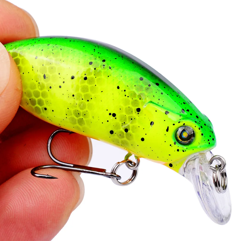  1PCS Swim Fish Fishing Lure Artificial Hard Crank Bait 5.9cm 9g3D Eyes topwater Wobbler Japan Mini 