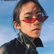 FOOSCK, высокое качество, фирменный дизайн, Ретро стиль, Винтажные Солнцезащитные очки, маленькие солнцезащитные очки "кошачий глаз"