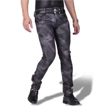 Пикантные Для мужчин брюки из искусственного материала(PU теплые панк плотные эластичные штаны с камуфляжным принтом, яркие облегающие брюки, блестящие глянцевые этап джинсы плюс Размеры джоггеры F118
