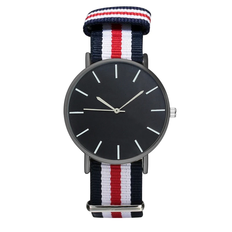 

Minimalist Watch Black Dial Canvas Nylon Strap Men Women Lover's Brand Luxury Quartz WristWatch Ladies Watches Gift Clock reloj