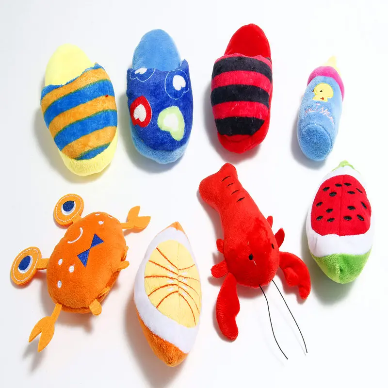 

2019 1pc Plush material pet toys Humming dog cats and vegetables slippers animal cartoon image soft supplies for small dogs