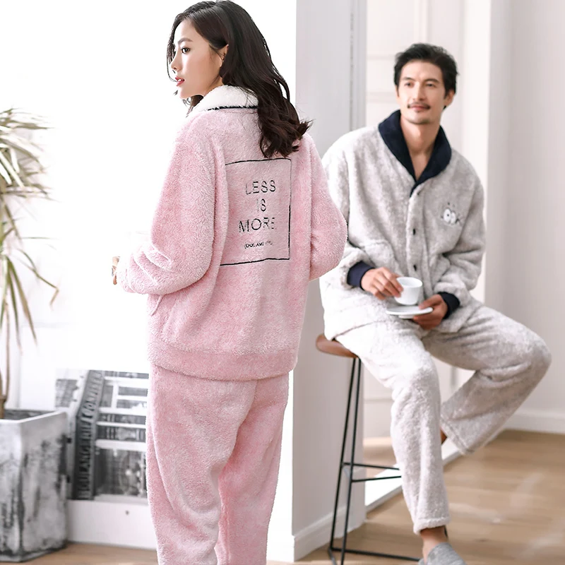 CherLemon пары зимние Утепленные коралловый флис мягкий теплый плюш Loungewear милые