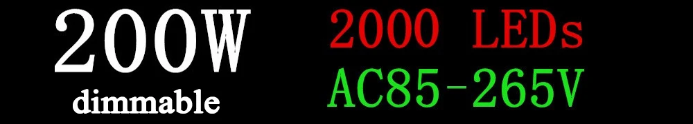 2000 светодиодов, светильник для выращивания с диммером, полный спектр, 200 Вт, панель, лампа для выращивания теплиц, садоводства, комнатных растений, цветения