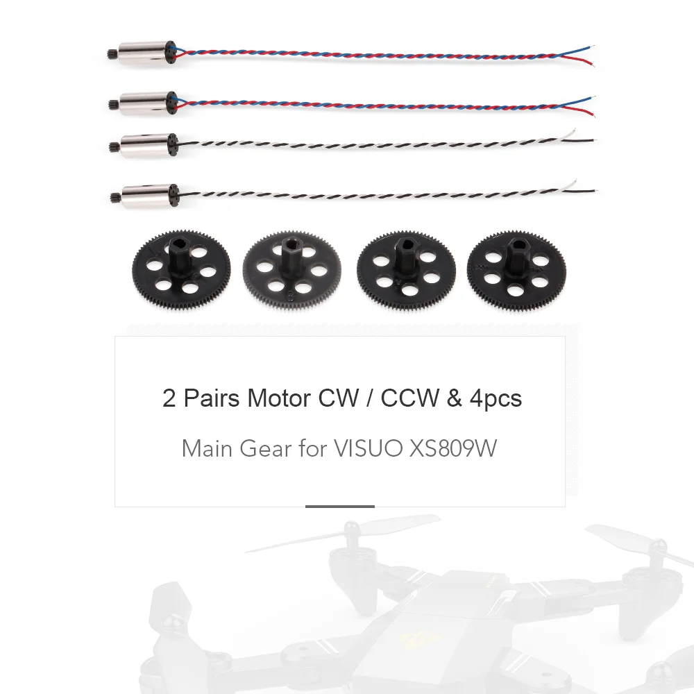 10 Pairs Propeller CW CCW & 2 pairs Motor & 4pcs Main Gear for VISUO XS809W XS809HW FPV Drone RC Quadcopter RC Part Combo Set (13)